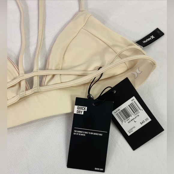 NWT Hurley Women's Large Quick Dry Bralette Surf Bikini Top Cream Straps New - Picture 14 of 15